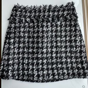 Katie J NYC Black and White A-Line Tweed Skirt